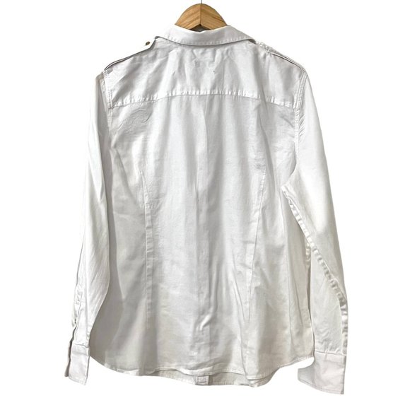 Talbots Women's Top Button Down Shirt White Long Sleeve Size 20 Gold Button - Picture 2 of 8